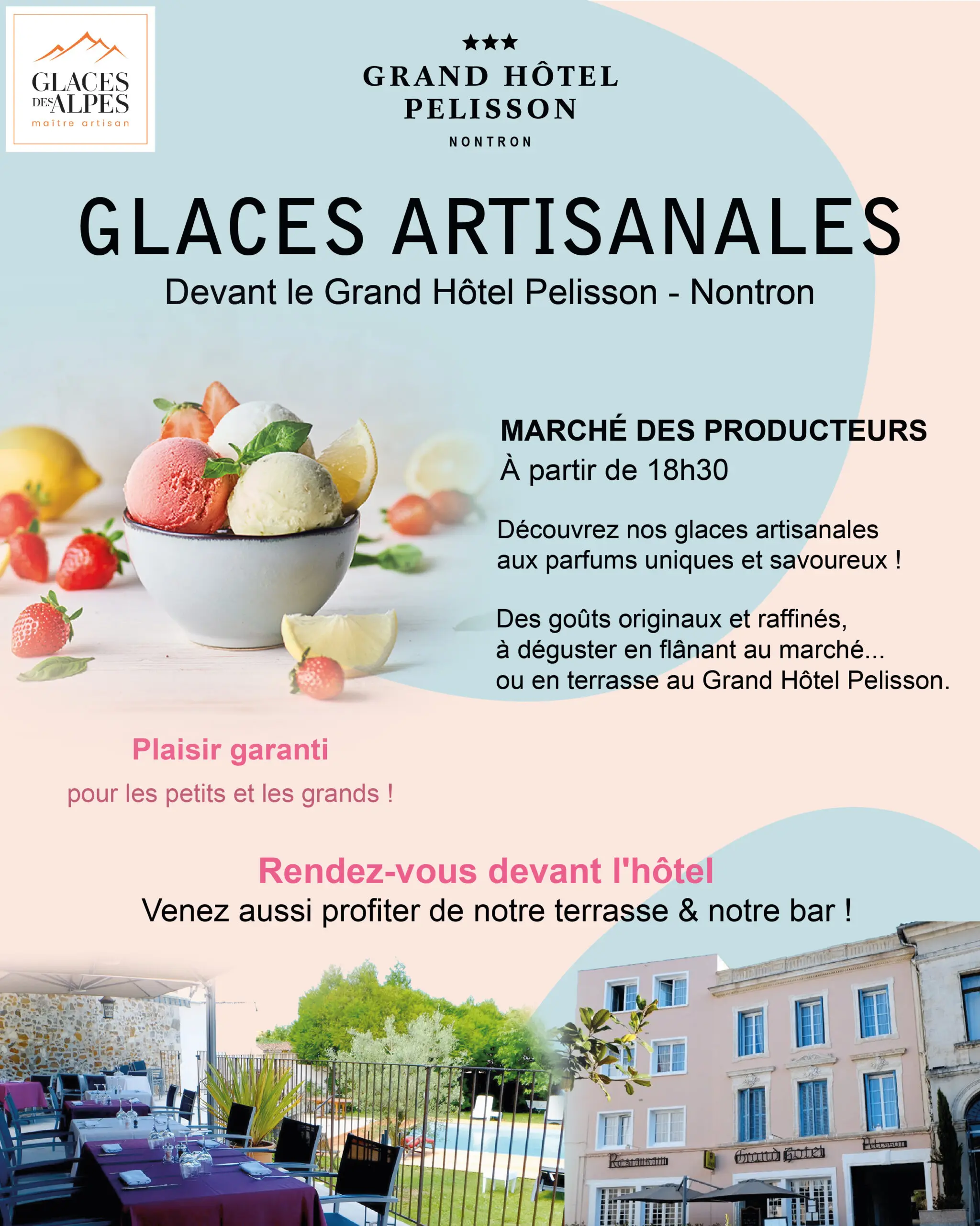 Glaces proposées par le Grand Hôtel Pelisson pendant le marché des producteurs de Nontron